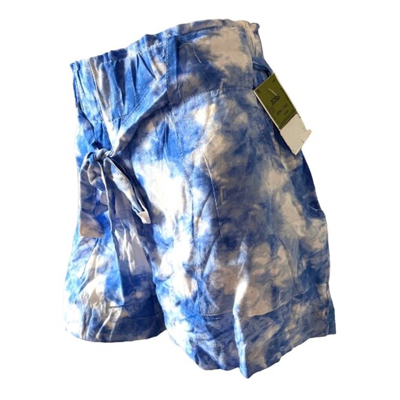 New Look Tie Dye Wide Leg Shorts Pockets Sz Small Womens Blue High Waisted w/ Po - Picture 8 of 11